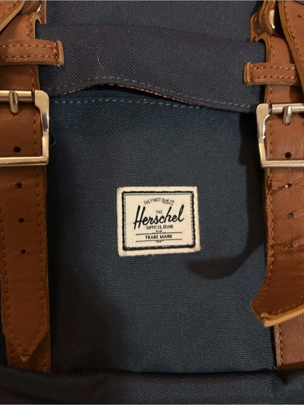 Herschel Supply Company Navy Backpack with Brown Leather Straps